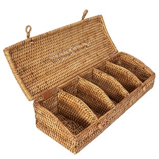 Artifacts Trading Company Artifacts Rattan 5 Section Tea Box with Lid - Honey brown